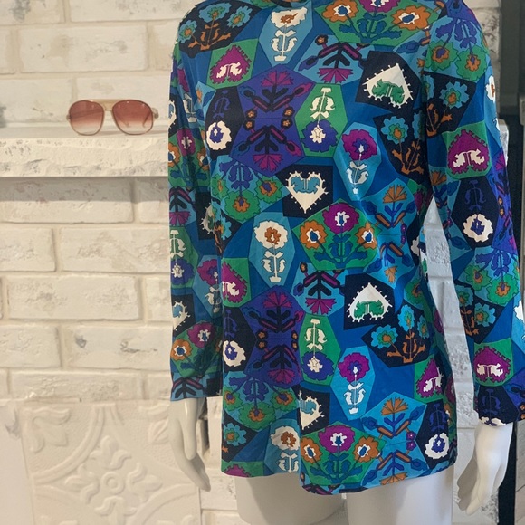 Vintage polyester bright pattern retro long sleeve - Picture 6 of 7